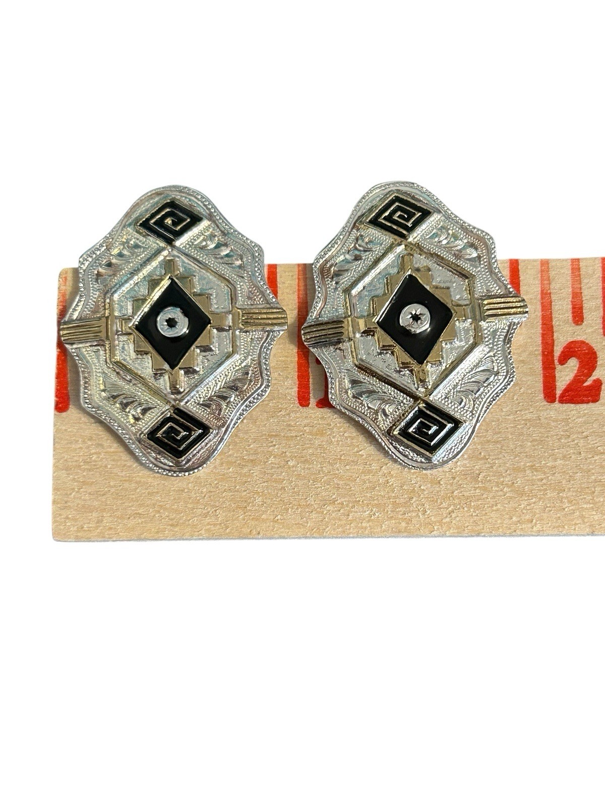 Vintage Montana Silversmiths Tribal Western Earrings In Box