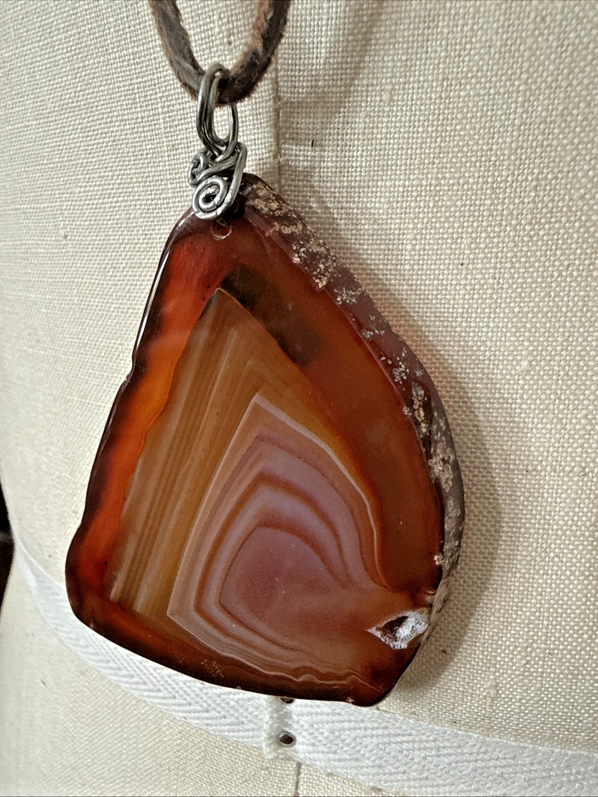 AMAZING BROWN AGATE SLICE NECKLACE oneofakind Boho Festival Earthy Nature Hippie