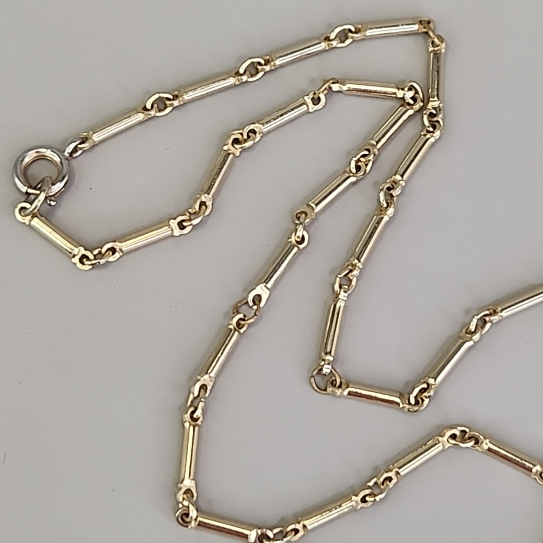 Vintage Rhinestone Ball Necklace Gold Tone Bar Link Chain 19″