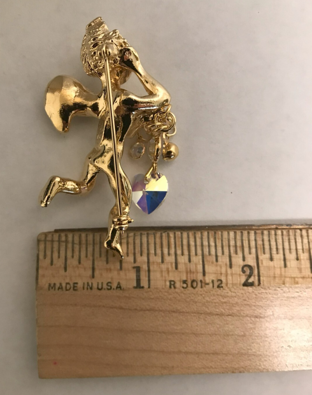 Kirks Folly Brooch Heart Valentines Guardian Angel Cherub Dangle Vintage