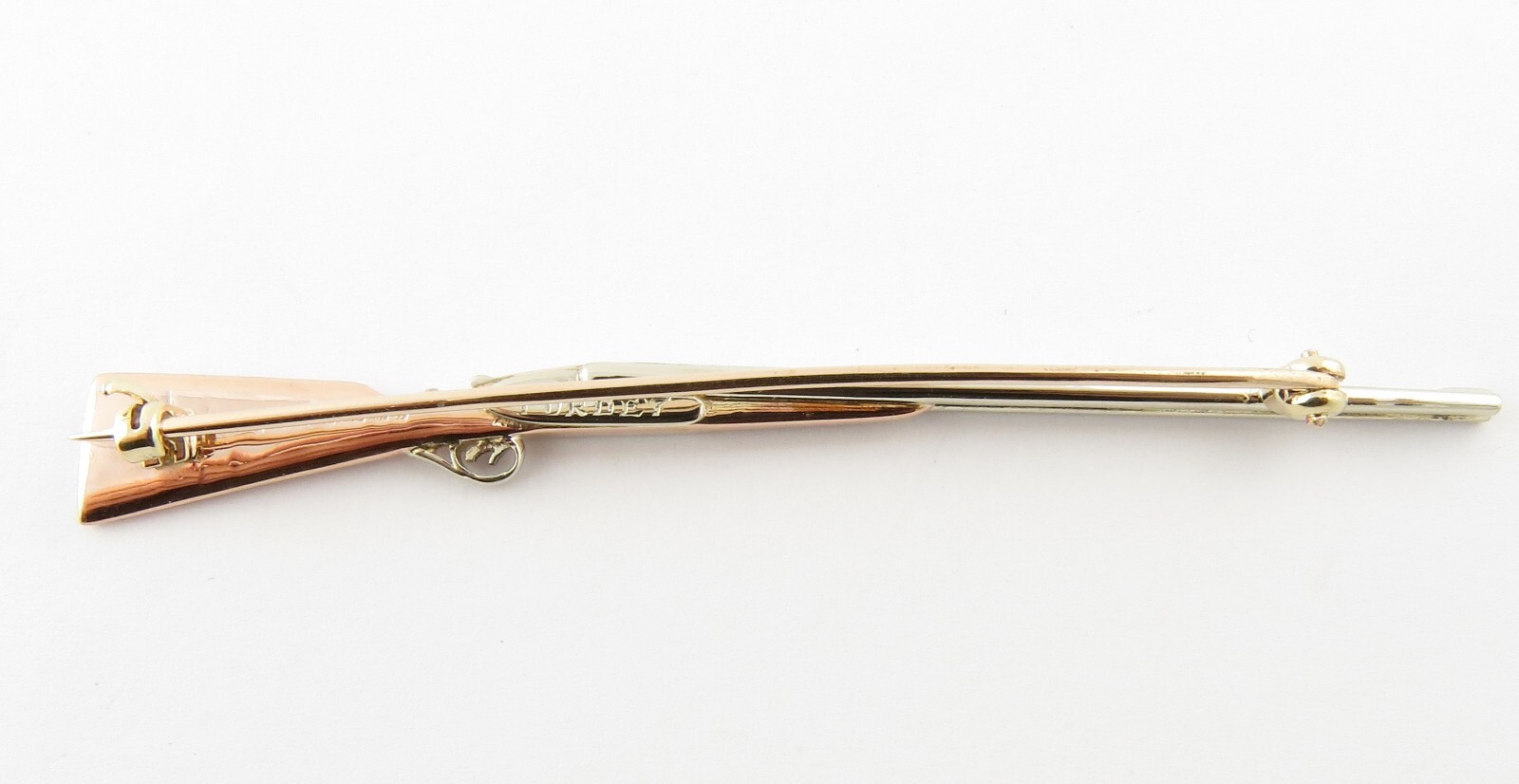 Vintage 9 Karat Tricolor Gold Rifle Pendant/Brooch #4338