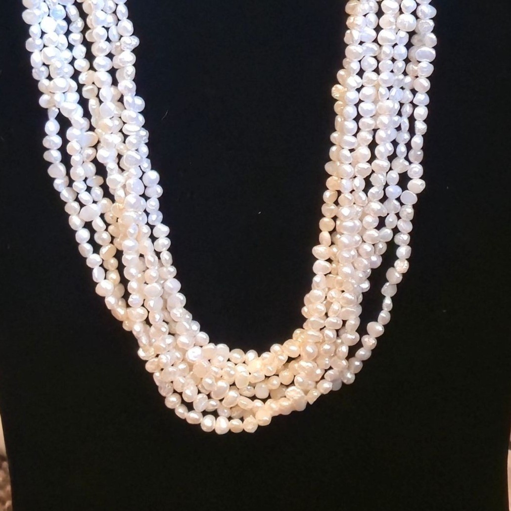 Vintage Ross Simons Pearl Necklace Baroque Choker Multi Strand 925 Clasp Signed