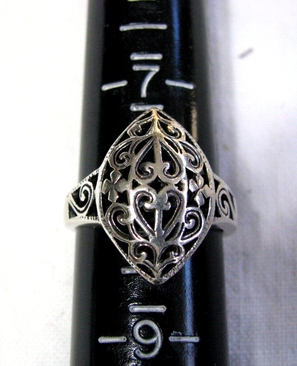 Vintage Sterling Silver Ring – Reticulated-Diamond Shape