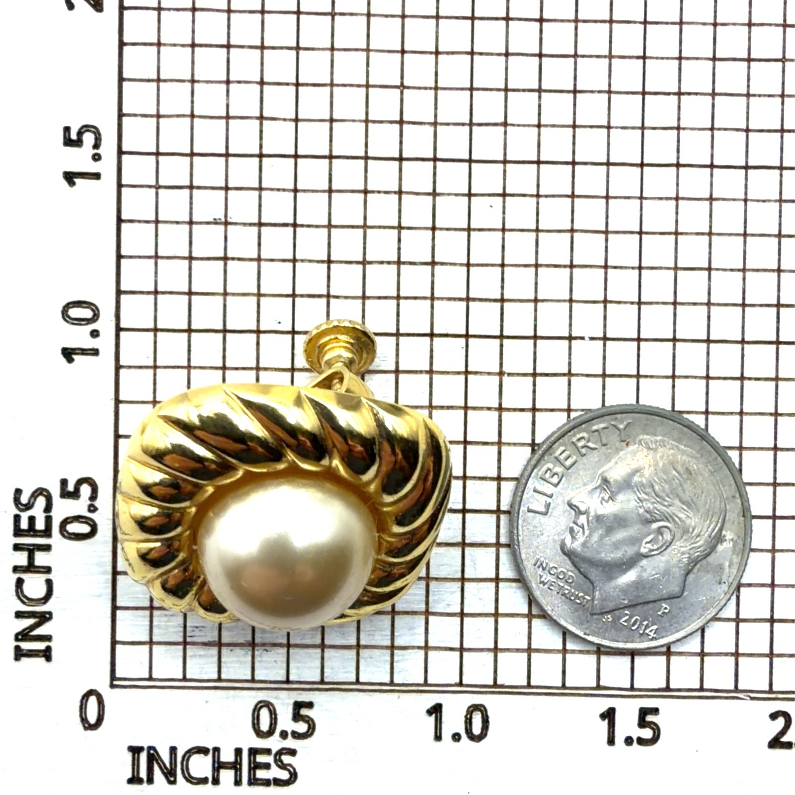 Vintage Napier Gold Plated Faux Pearl Adjustable Clip On Earrings