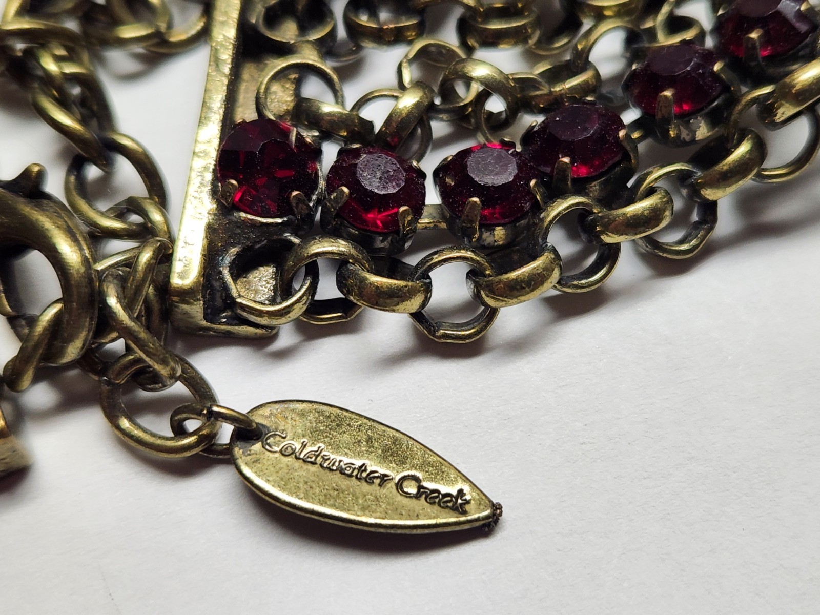 Coldwater Creek Rope-Style Red Faceted Stone Necklace