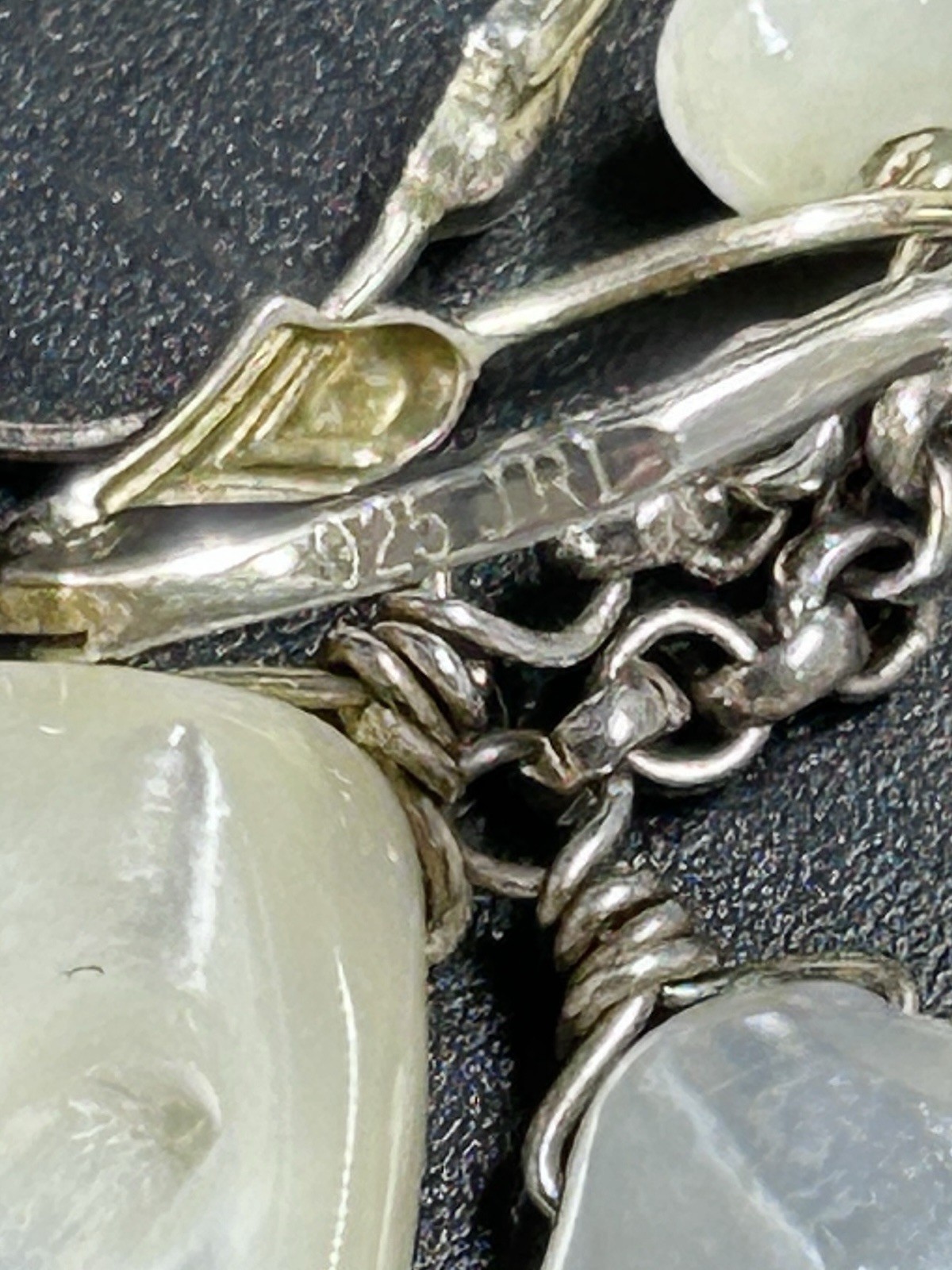Vtg JRI Sterling Silver 925 Mother Of Pearl Double Strand Dangle Drop Earrings