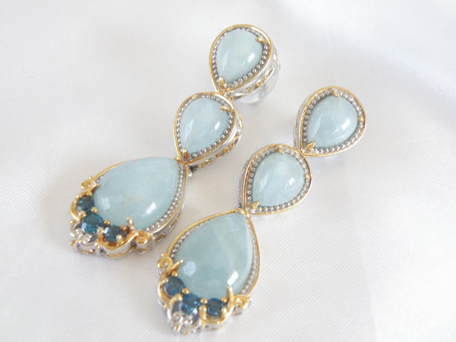 Gem En Vogue Michael Valitutti Sterling Silver 925 Milky Aquamarine Earrings