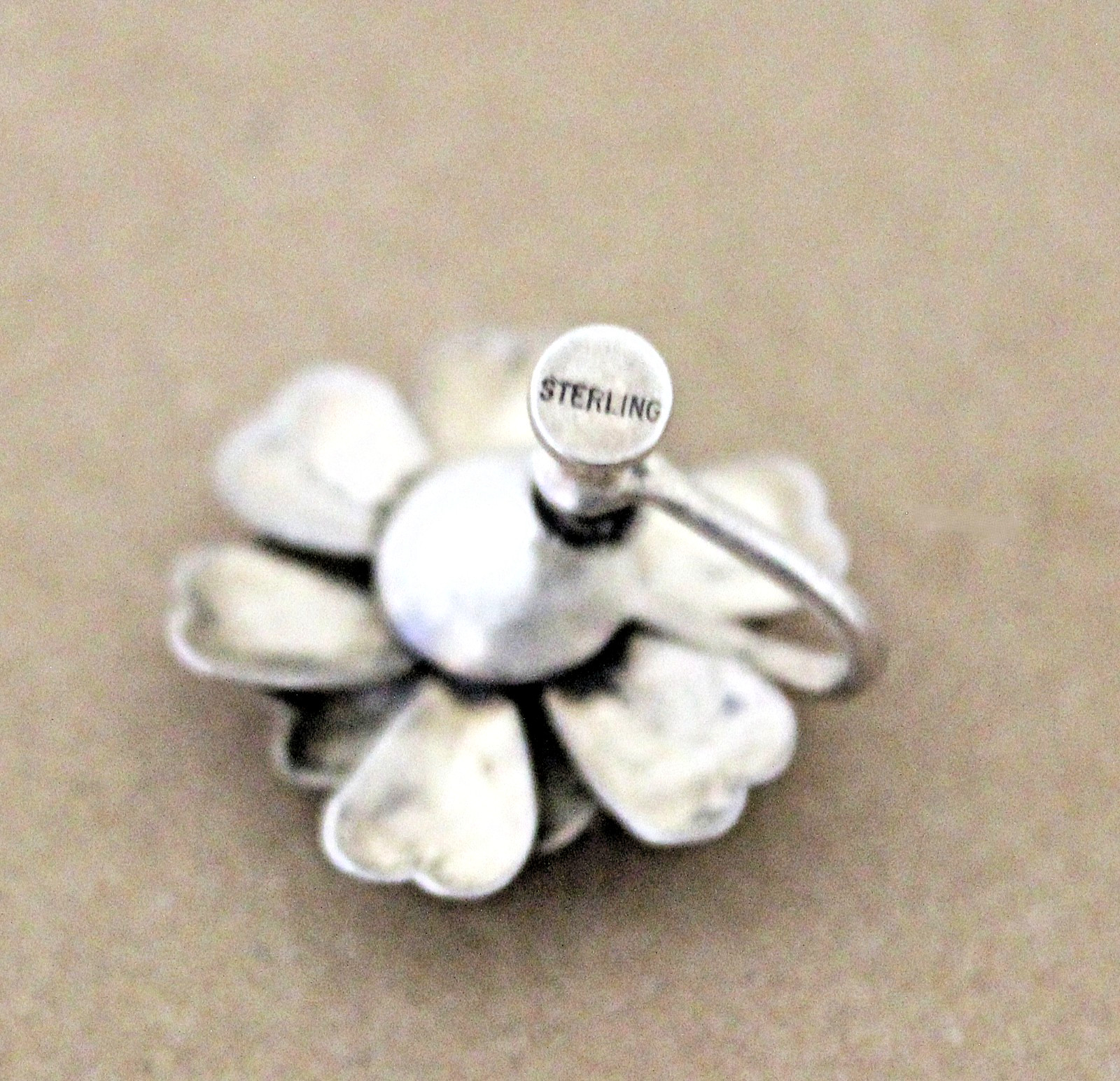Vtg Sterling Silver Art Nouveau Floral Set Earrings clip-Bracelet 6.5″- Ring 5.5