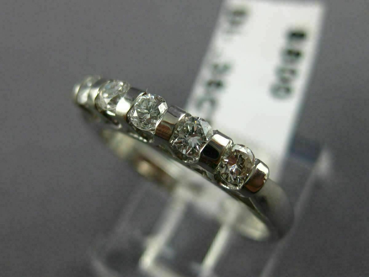 ESTATE 5 DIAMOND 14K WHITE GOLD TENSION SET WEDDING ANNIVERSARY RING 2.5MM 14603