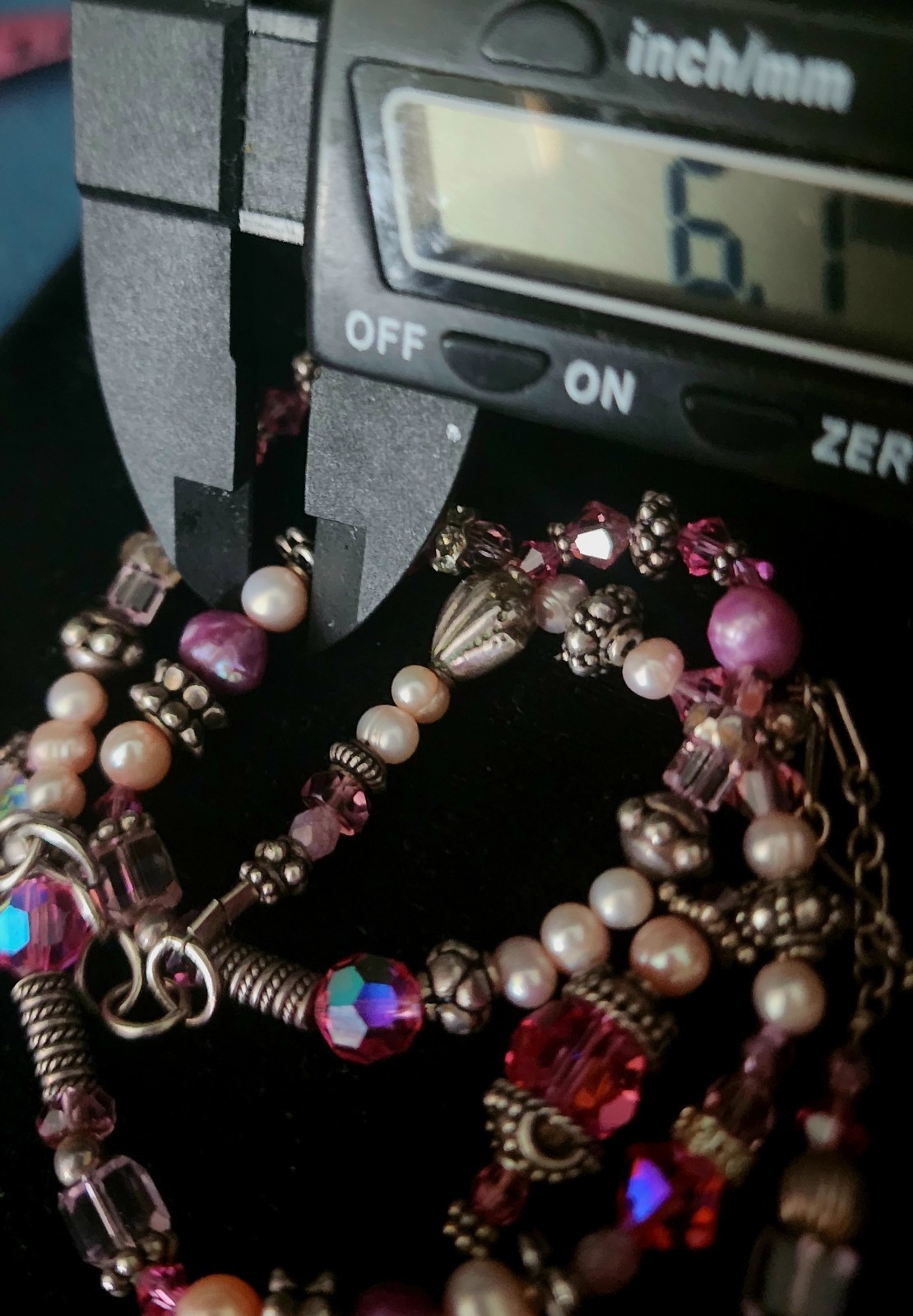 925 STERLING Necklace&Bracelet Multicolor PEARLS & Made With Swarovski CRYSTALS
