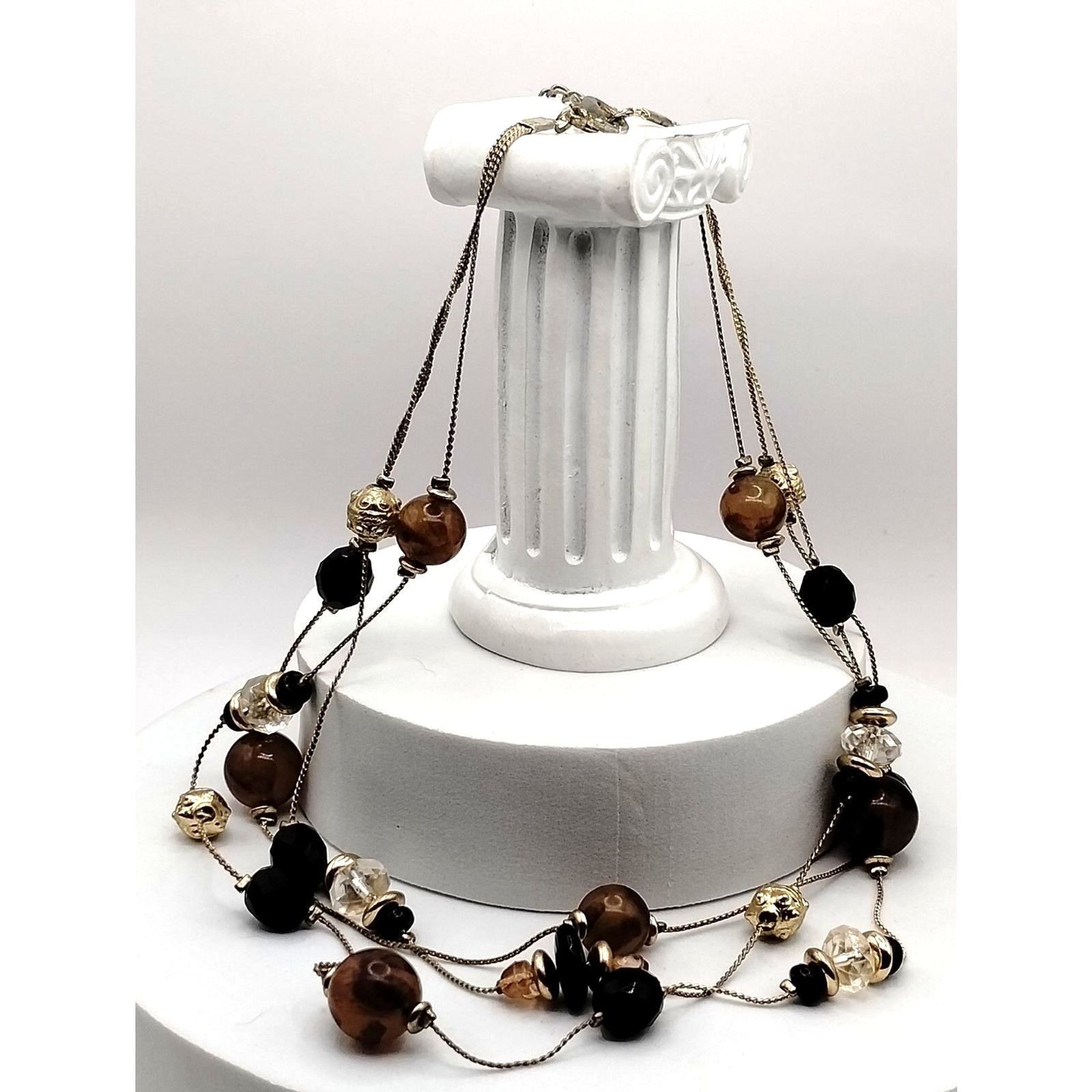 Vintage Jewelry Natural Stones, Carved Wooden Beads, Lucite and Metals Bracelets