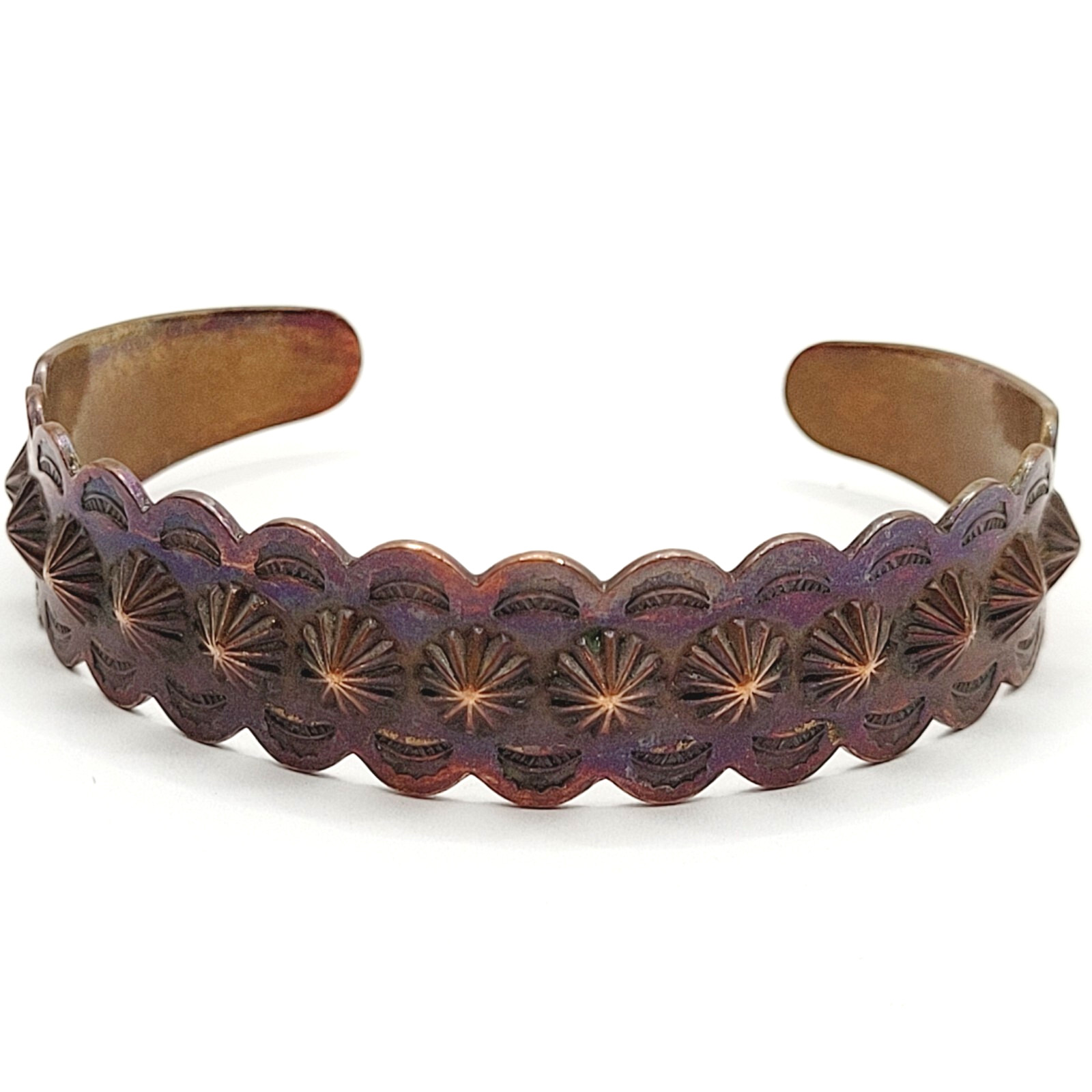 Copper Southwestern Concho Repousse Arrow Engraved Design SMALL Cuff Bracelet