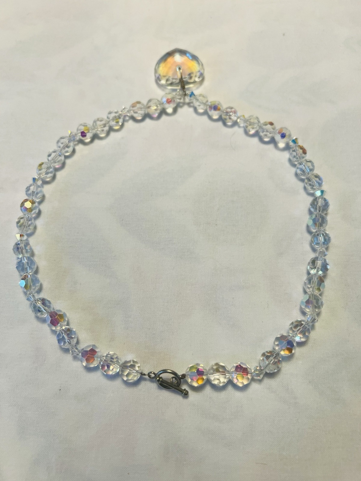 Vintage Crystal Heart Pendant & Crystal Necklace 22 Inches Long