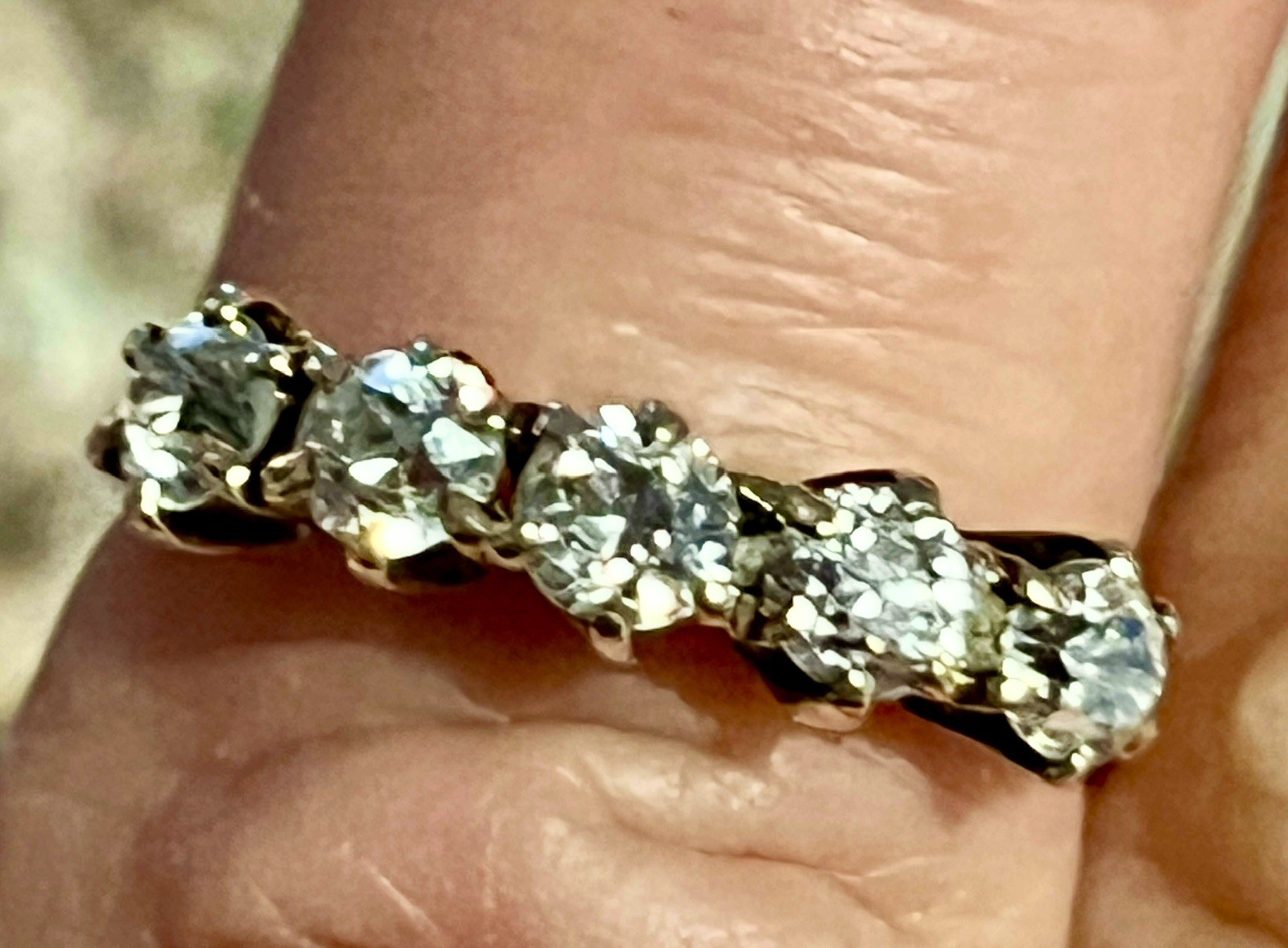 Gorgeous Petite Antique 14k Yellow Gold Ring ~ Five Old European Cut Diamonds