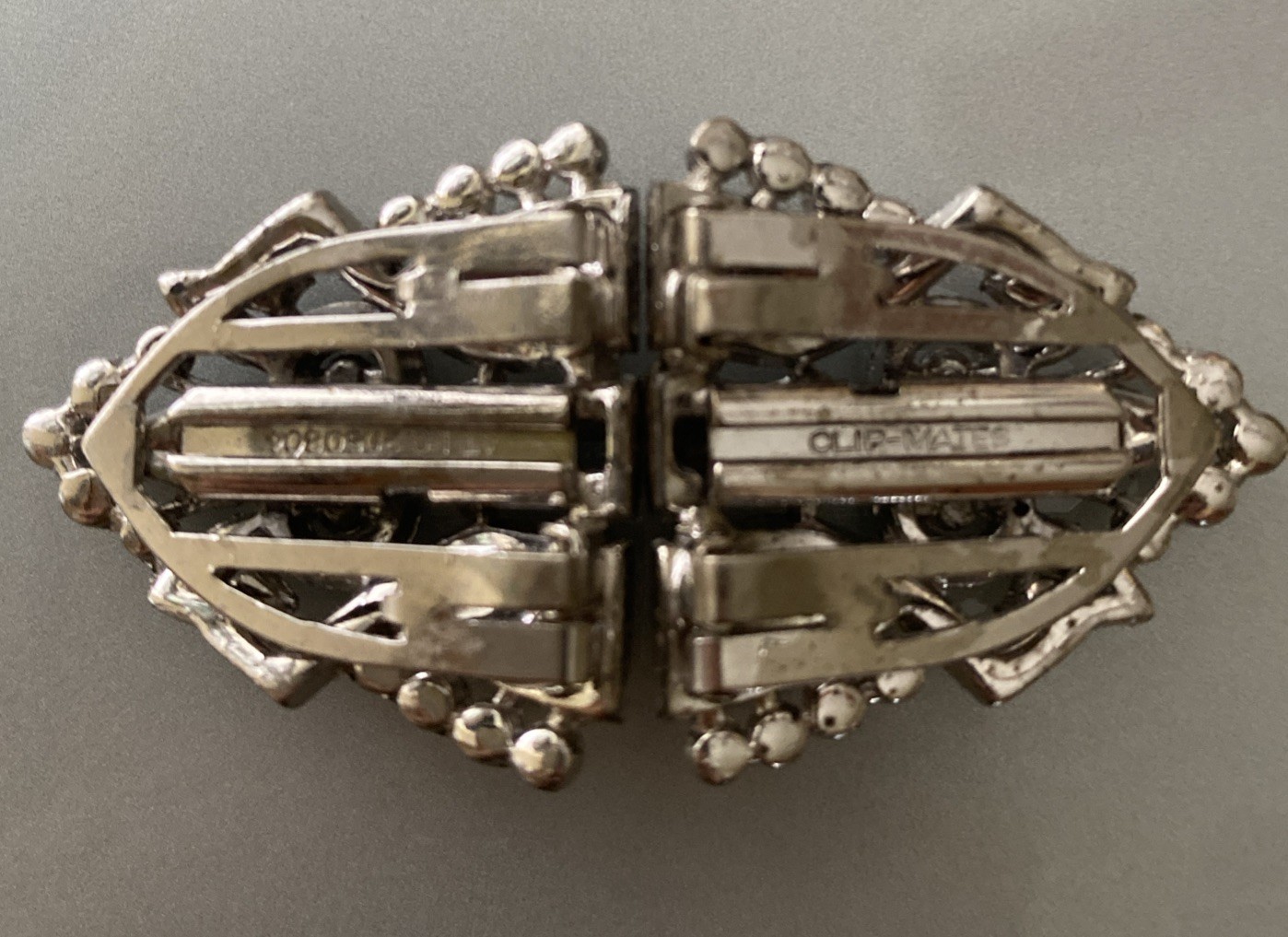 Vintage Art Deco CLIP MATES Patented Rhinestone Dress Coat Trifari