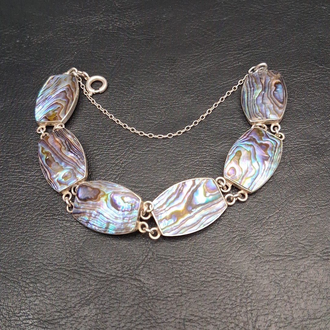 Vintage ATAAHUA Sterling Silver 925 Abalone Link Bracelet. 17.683
