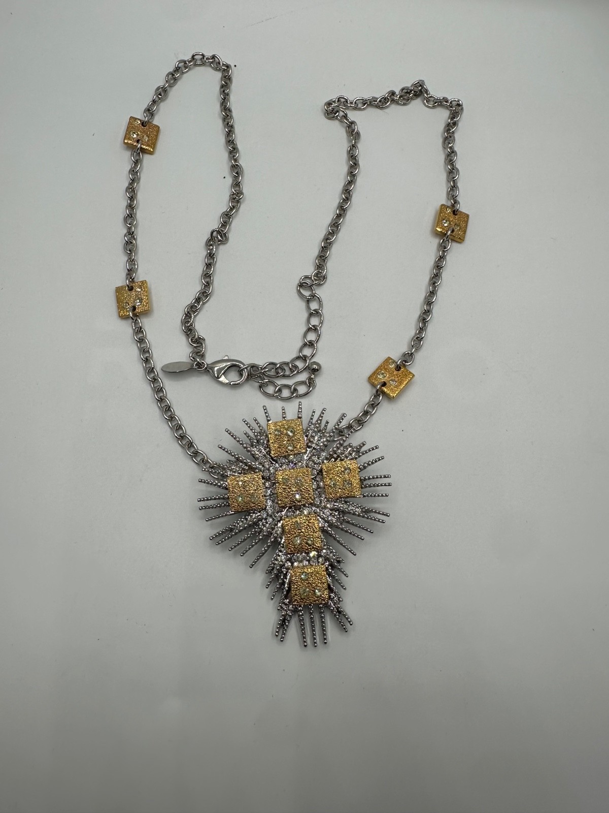 Real Collectibles by Adrienne Spike Cross Cz Pendant Long Necklace Box