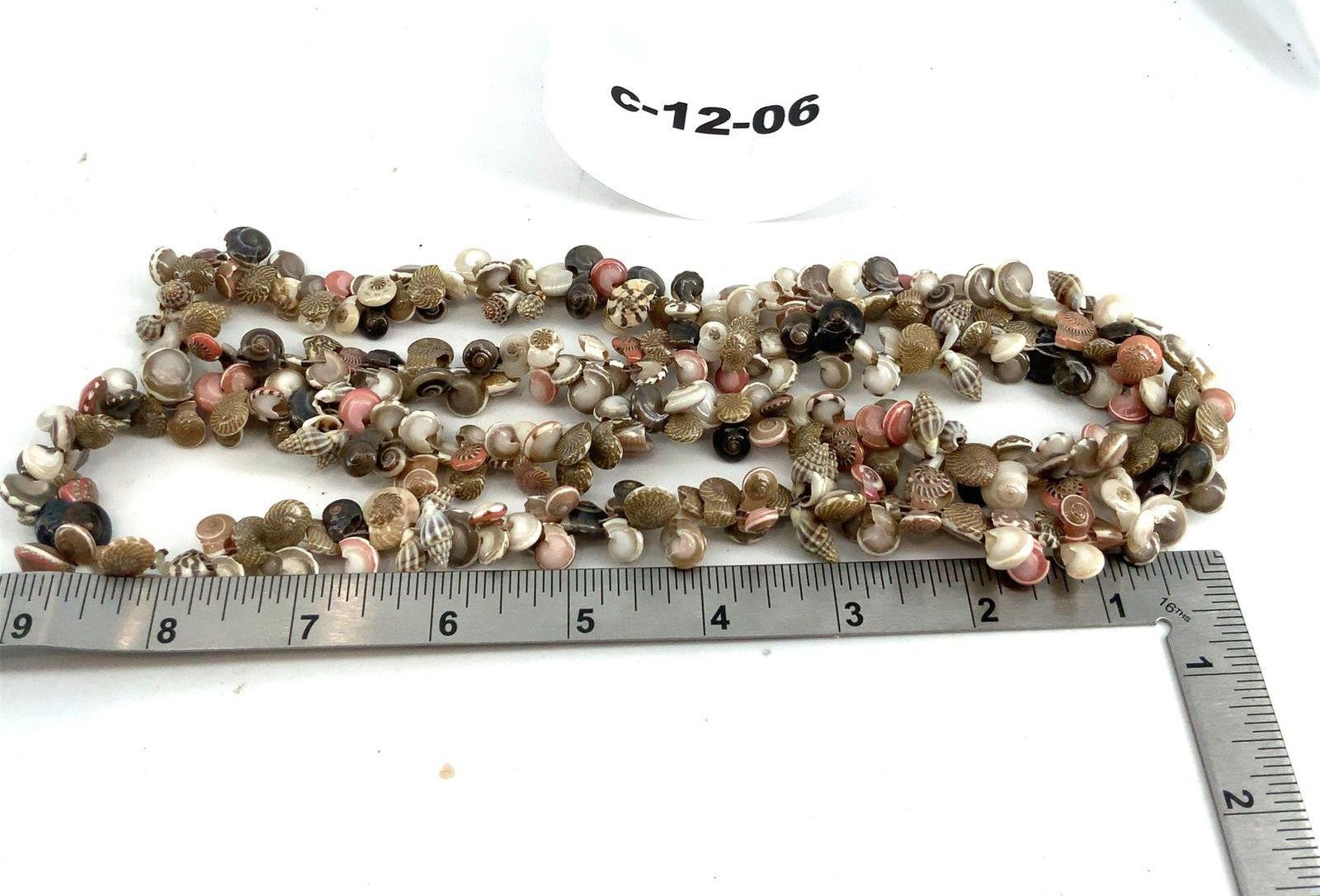 Vintage Natural Sea Shell Boho Beach Necklace Multi Strand Brown Pink Earth Tone