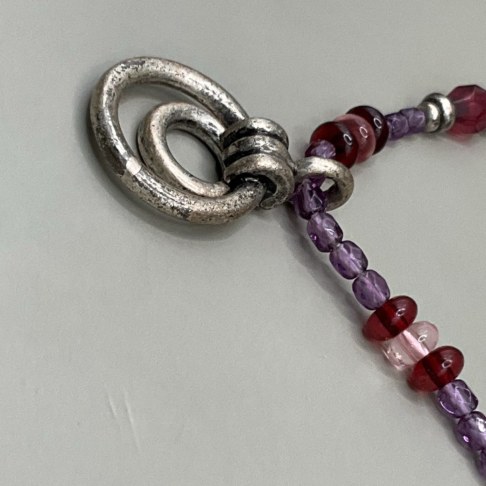 Corinne McCormack Women’s Necklace Silver Tone Metal Purple Pink Red Beaded