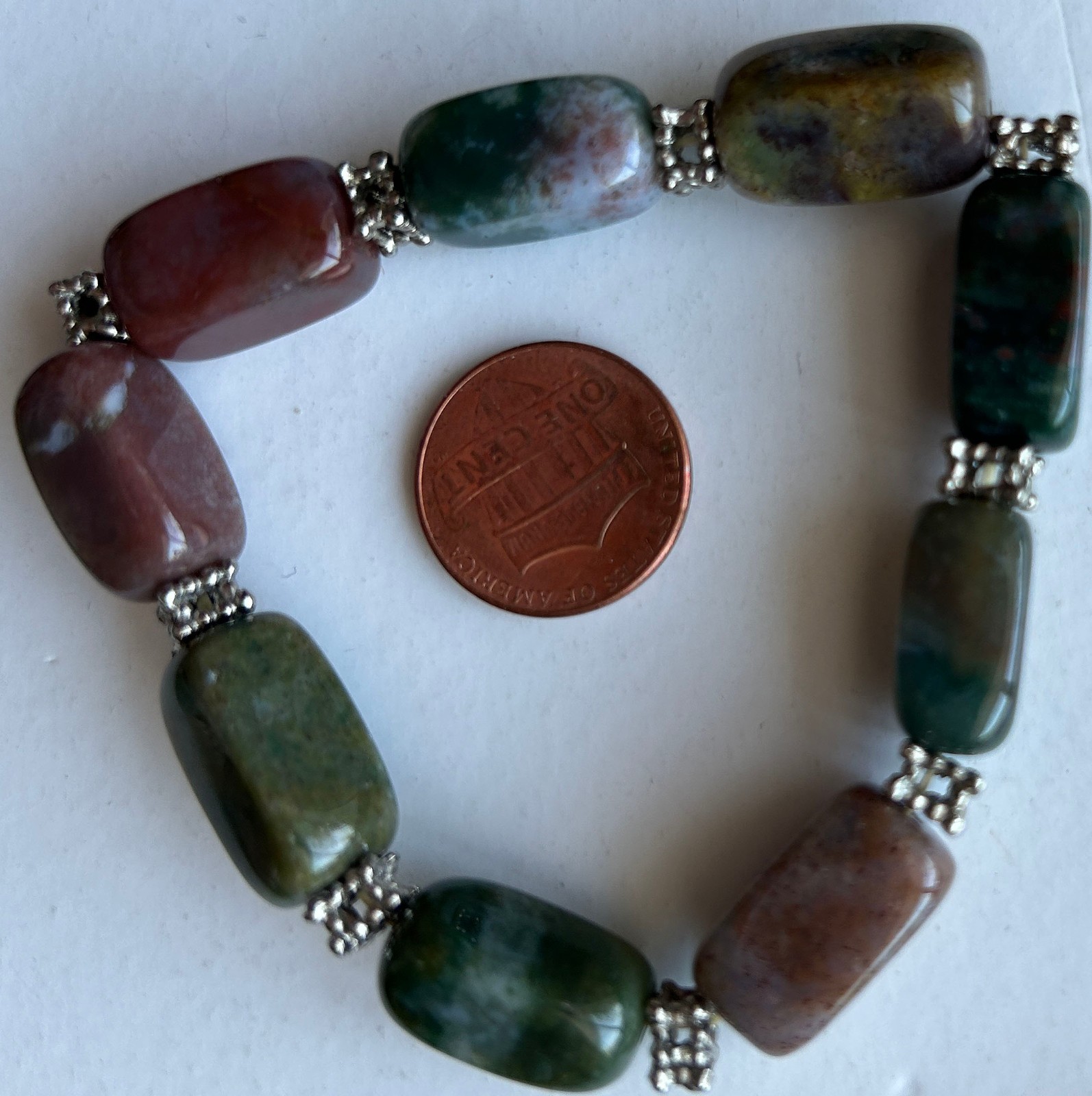 Vintage Semi-precious Multi Stone Beaded Necklace & Stretch Bracelet SET