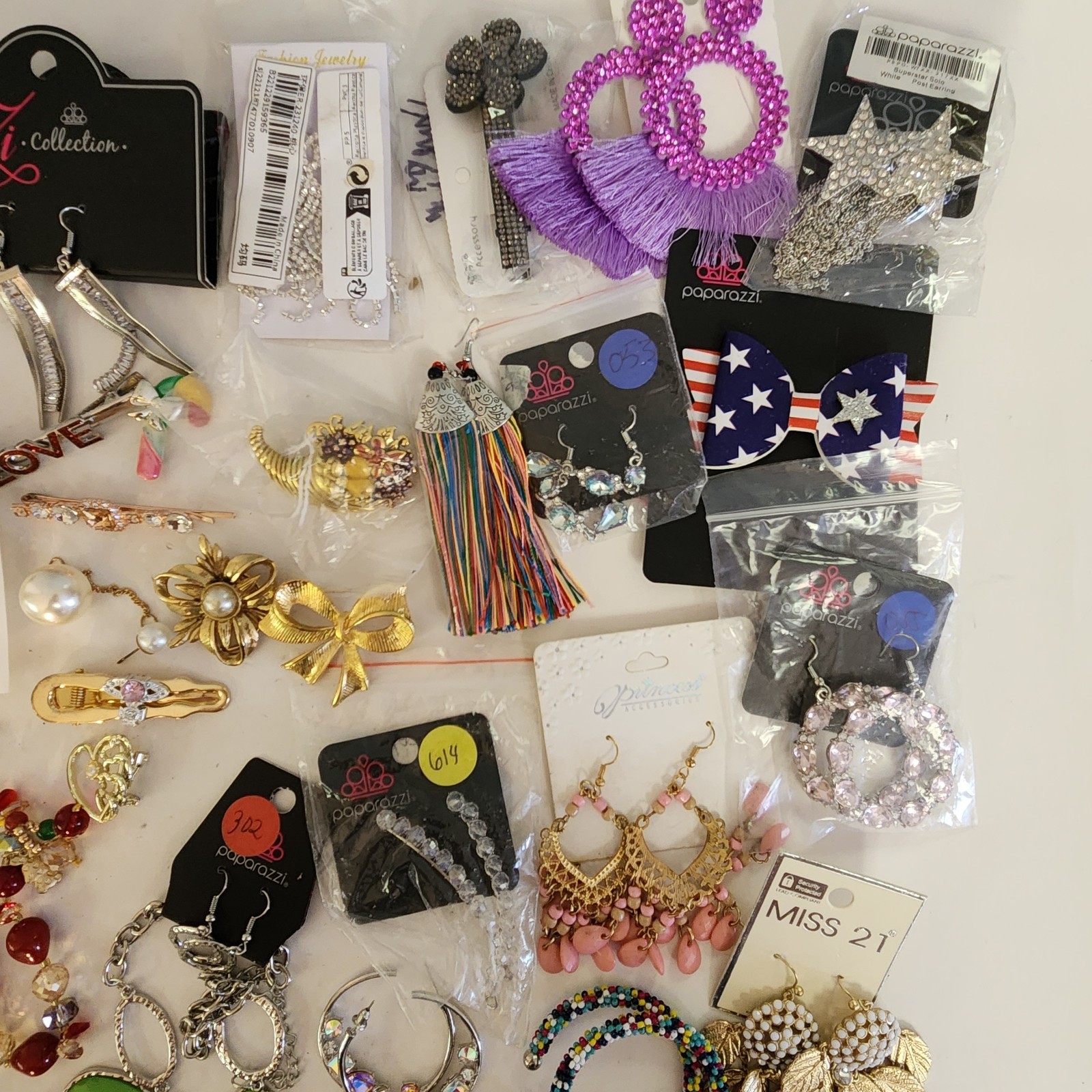 Lot (A) Of New & Used Costume Jewelry Modern Earrings Pins Necklaces Reseller