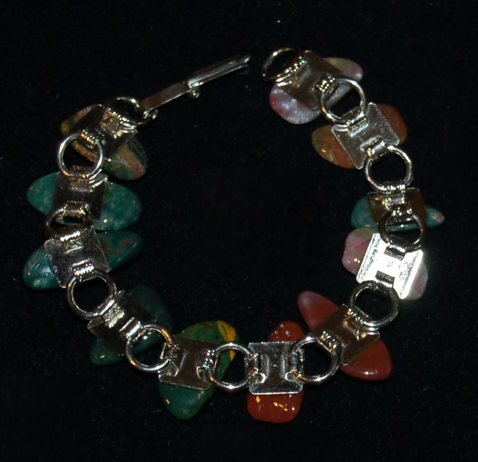 VINTAGE JEWELRY Bracelet Natural Stones Heliotrope Bloodstones RARE FIND!