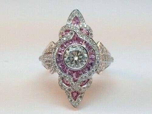 3.10Ct Art Deco Style Lab Created Diamond Anniversary 14K White Gold Finish Ring