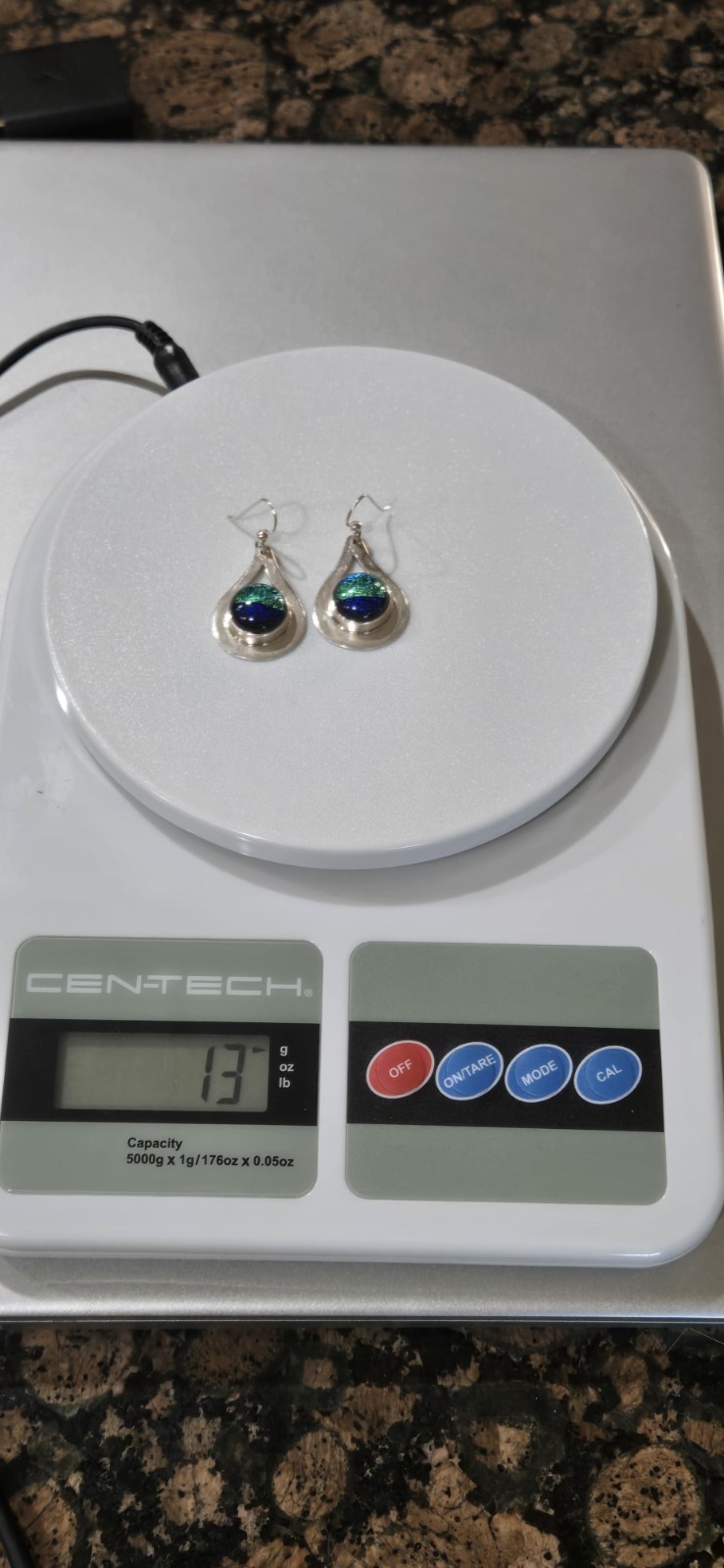 1980s DOMINIQUE DINOUART DDD Sterling Silver Dichronic Glass Teardrop Earrings