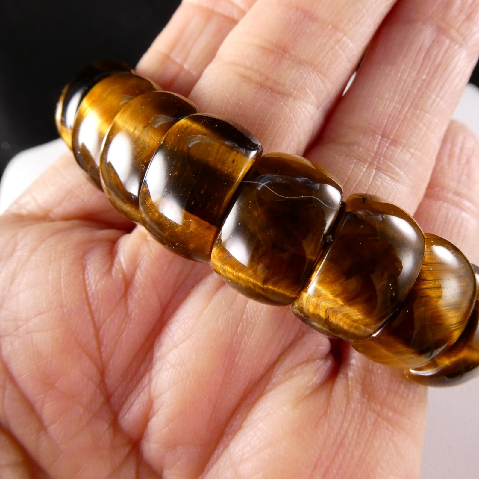 Pretty Tigers Eye Bangle Bracelet Expansion Style Designer Quality HSN