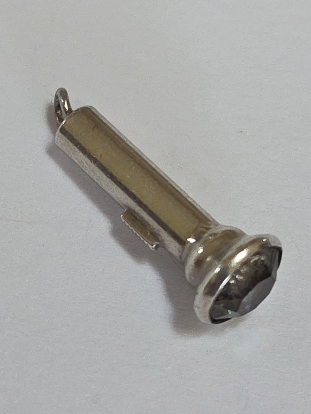 Sterling Silver ~ Flashlight Charm ~ Crystal Top ~ EXCELLENT! ~ VINTAGE