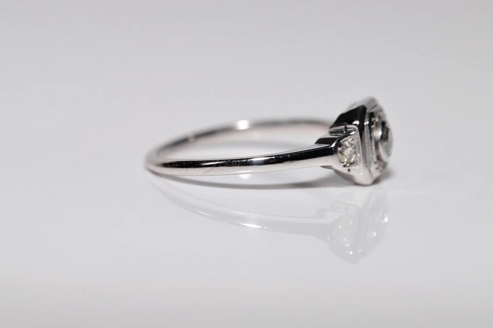 Antique Circa 1920s Art Deco 14k Gold Finish Lab Created Diamond Decorated Ring