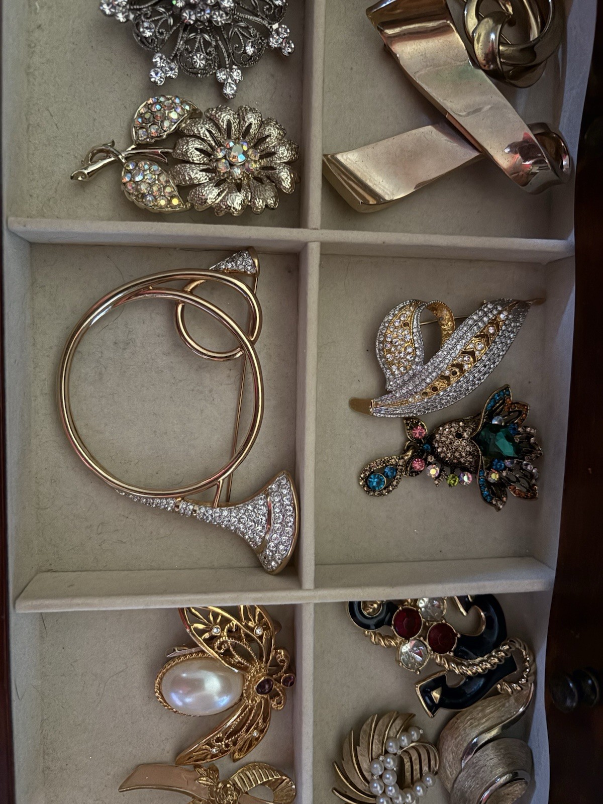 7 Tier Jewelry Box Full Of Trifari , Avon, Coro, Napier, Swarovski And Unbranded