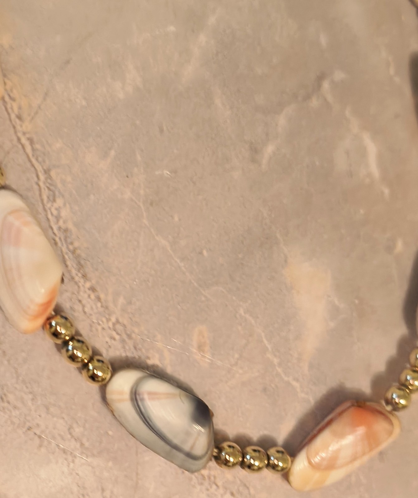 Vintage Pastel Ocean Beach Seashell Bead Necklace Japan Spring Summer
