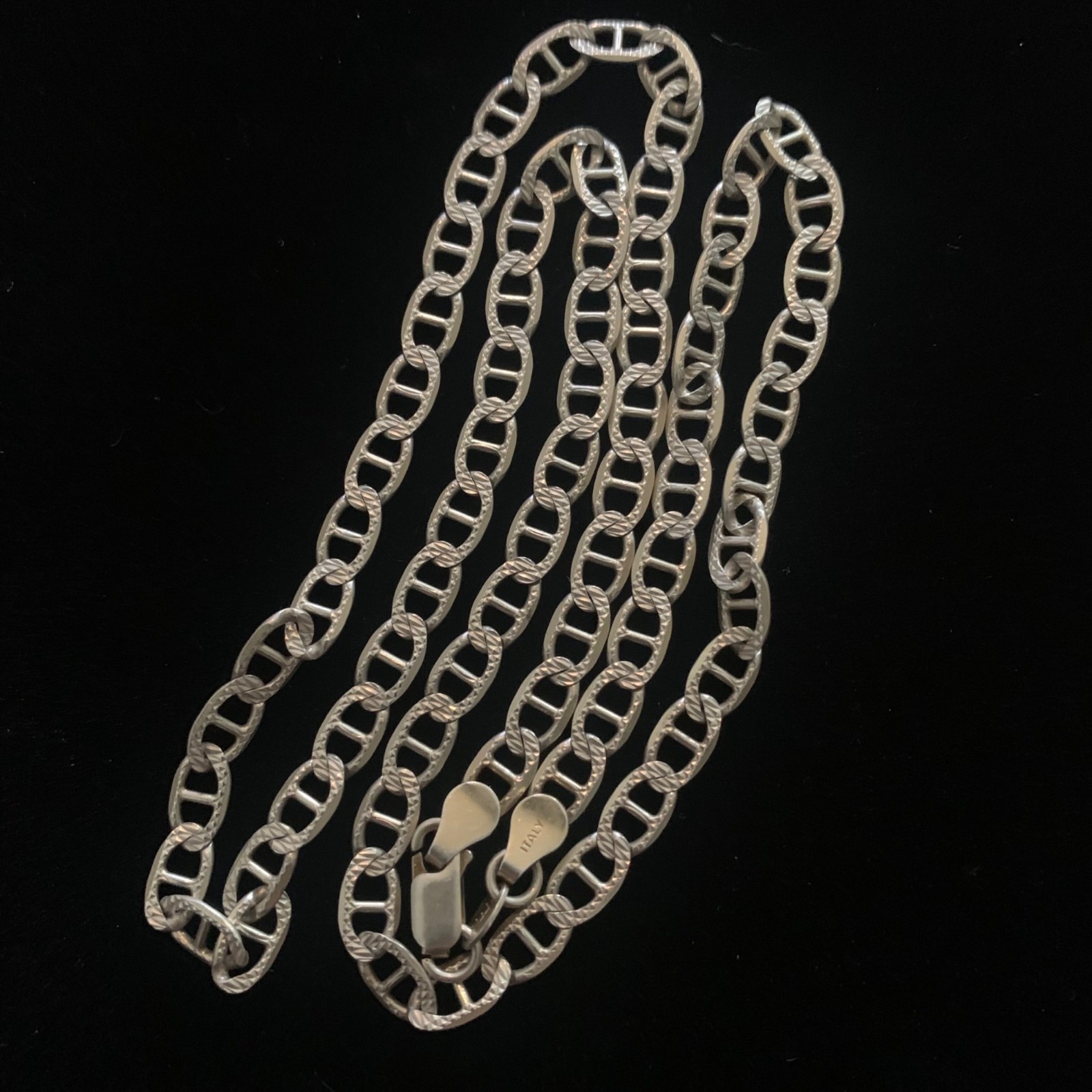 Vintage 925 Italy Sterling Silver Anchor Mariner Chain Necklace 22″ 5.2 mm 0249