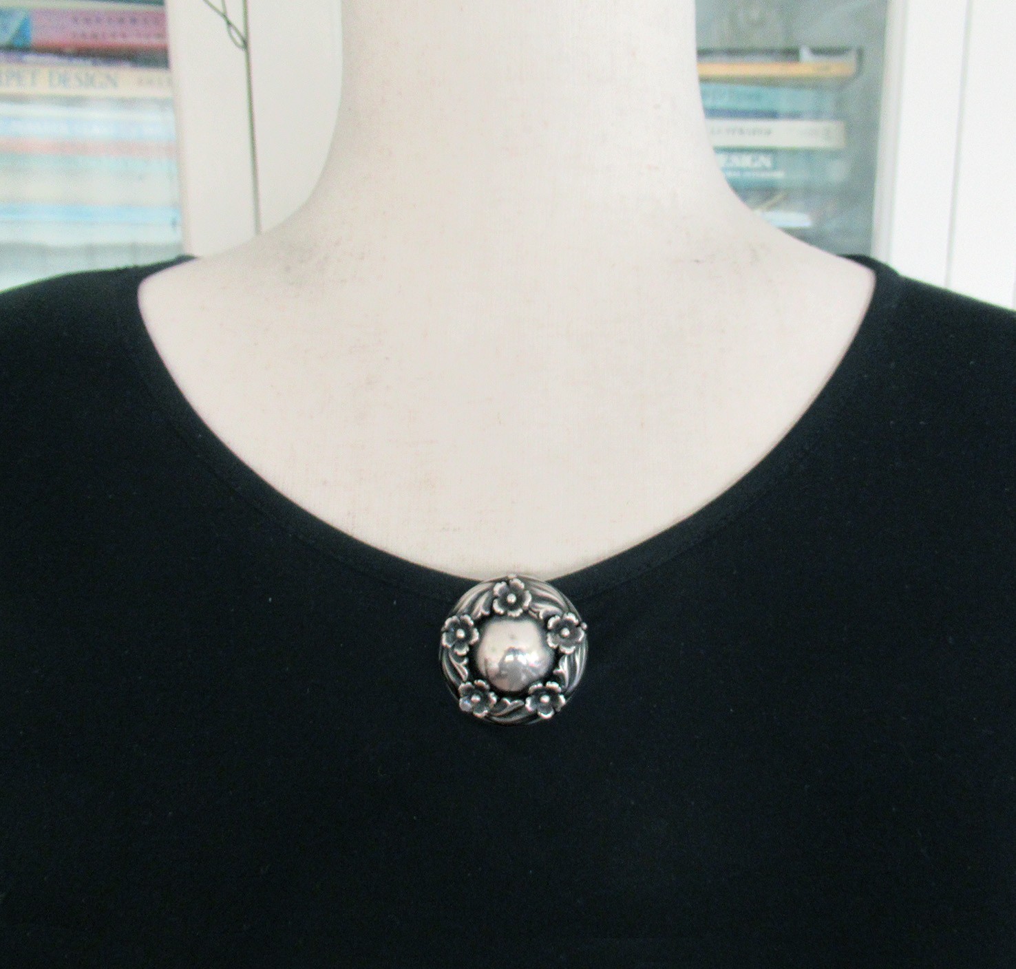 VINTAGE STERLING DENMARK N E FROM DENMARK DRESS CLIP , 1 3/8 INCHES, 12 GRAMS