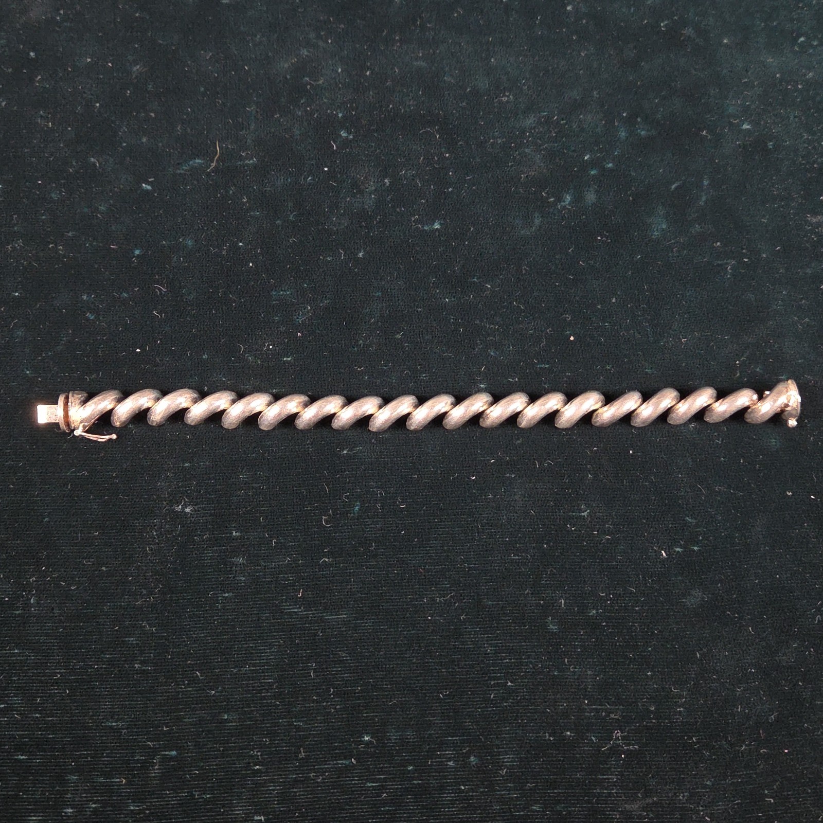 Vintage San Marco Italy Sterling Silver Macaroni Link Bracelet 7.25in 21g