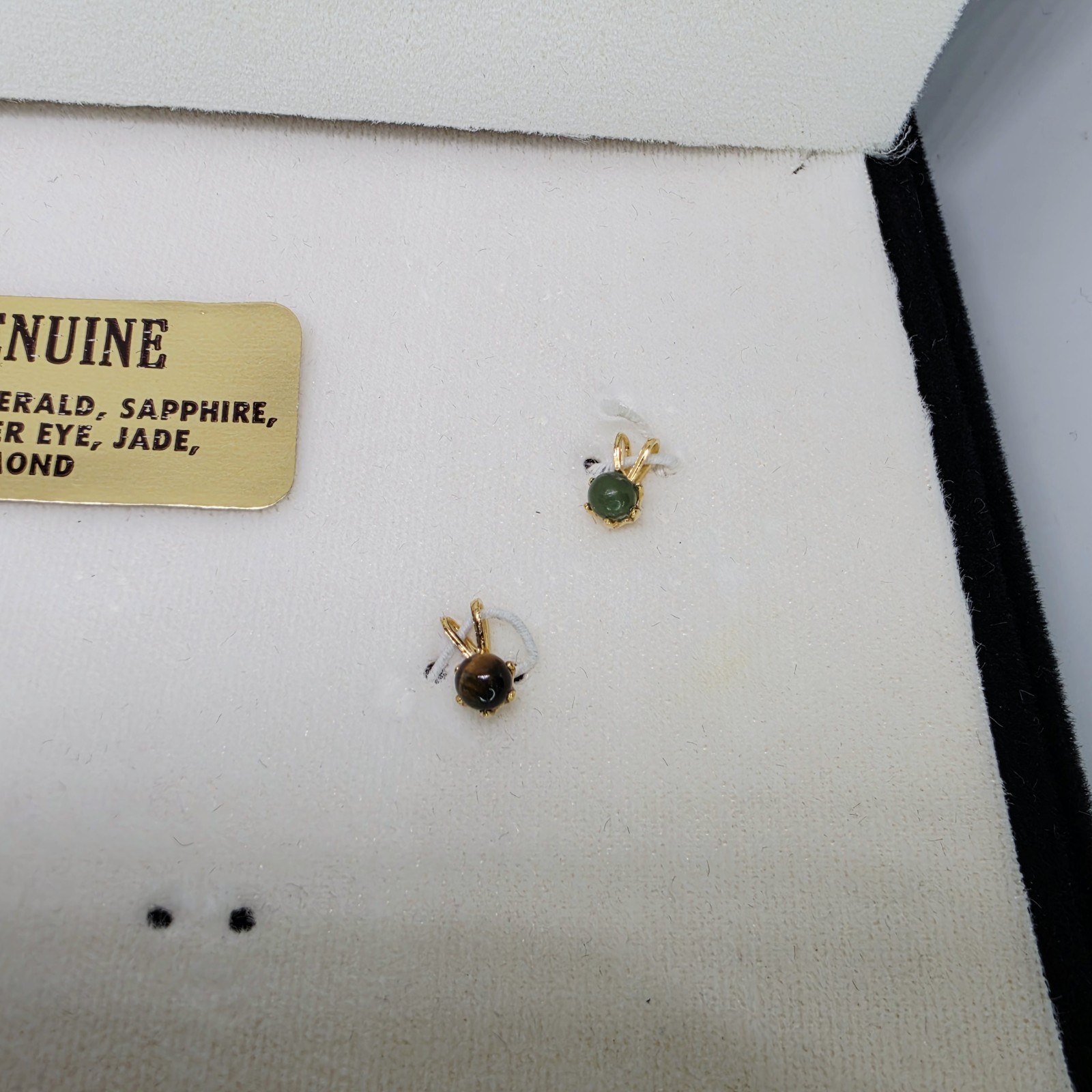 Vtg Nikolas Genuine Gemstone Pendant Earring Set Ruby Tigers Eye Jade New In Box