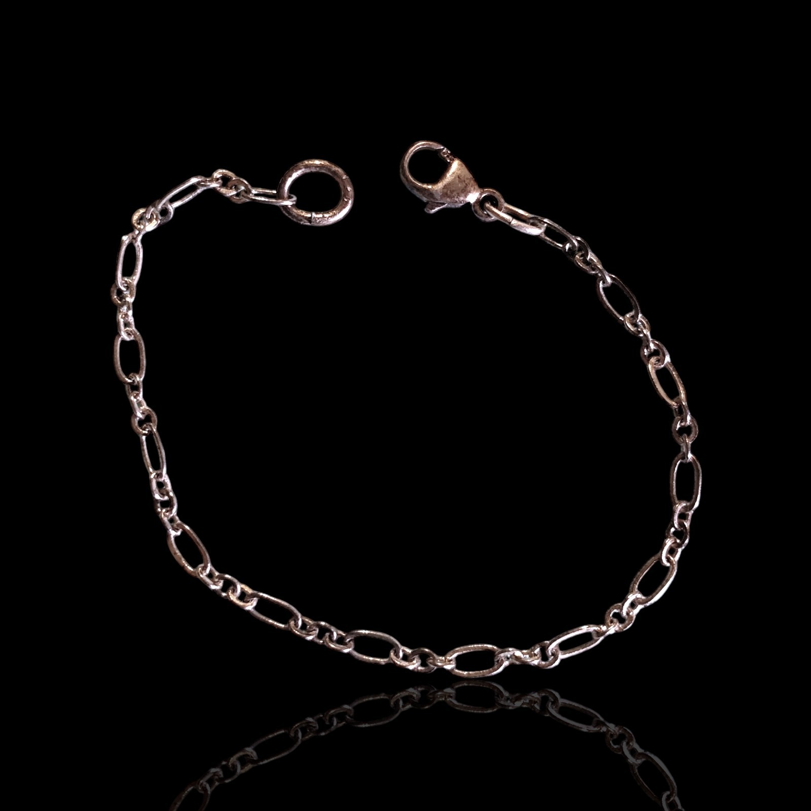 Vintage Childs Sterling Silver Charm Starter Chain Bracelet 5in