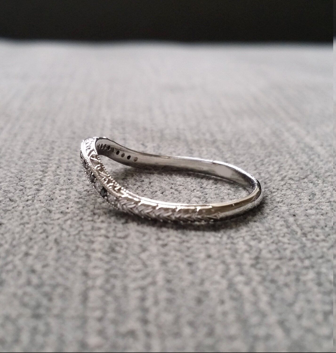 1/3CTW Black & White Round Cut CZ Art Deco Wedding Antique Eternity Silver Band