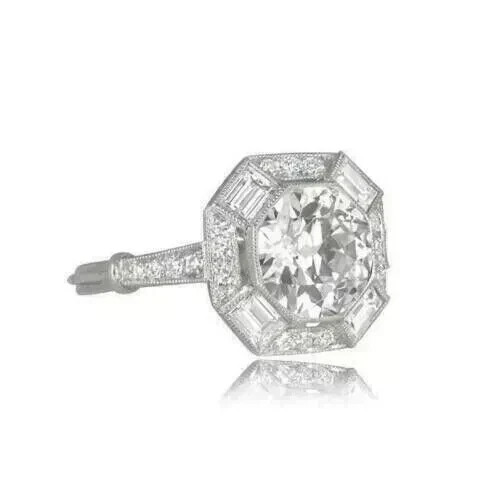 3Ct Art Deco Style Round Cut Lab Created Diamond 925 Silver Anniversary Ring