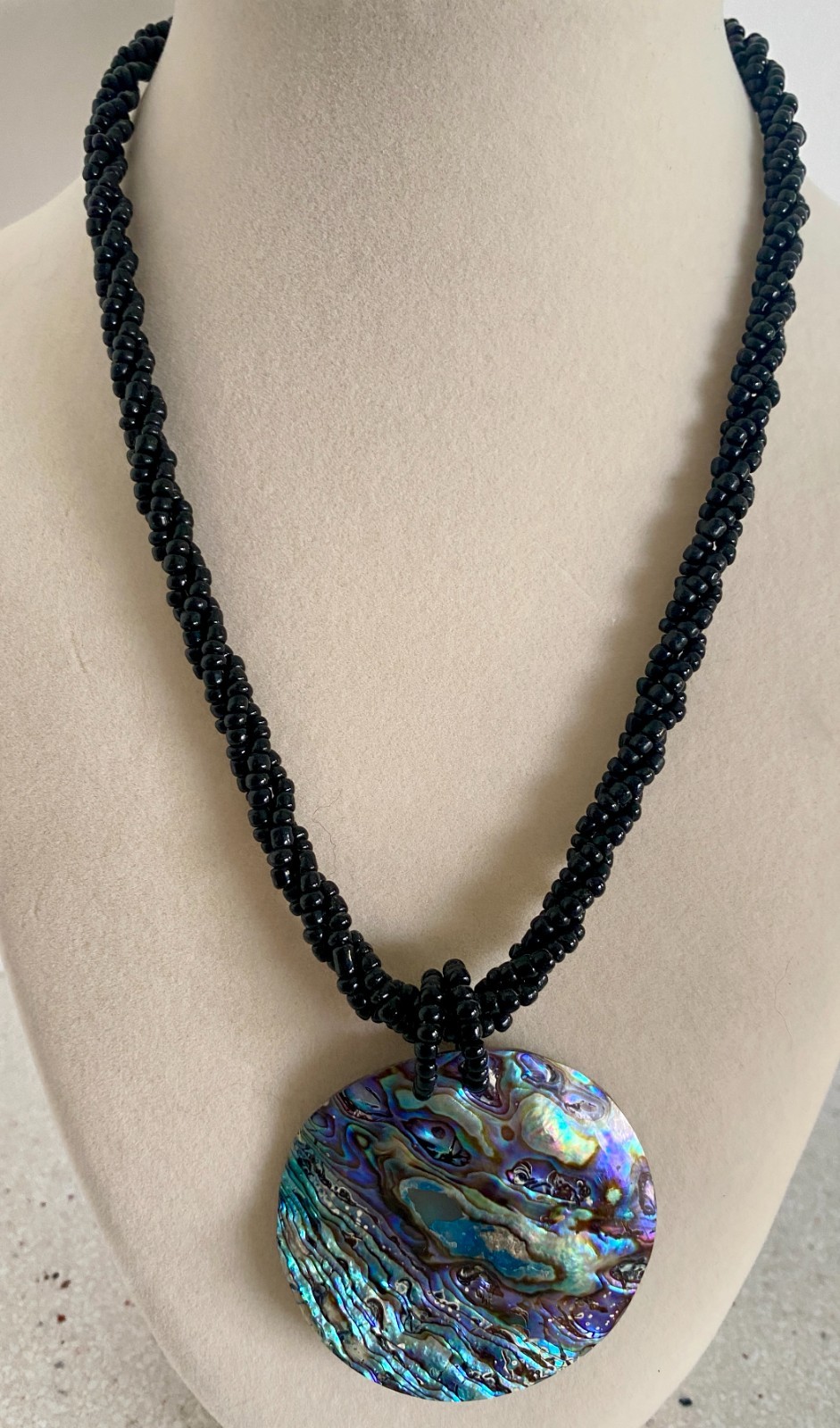 Lot of 3 Vintage Necklace Abalone Shell Picasso Bead Statement Necklaces Artisan