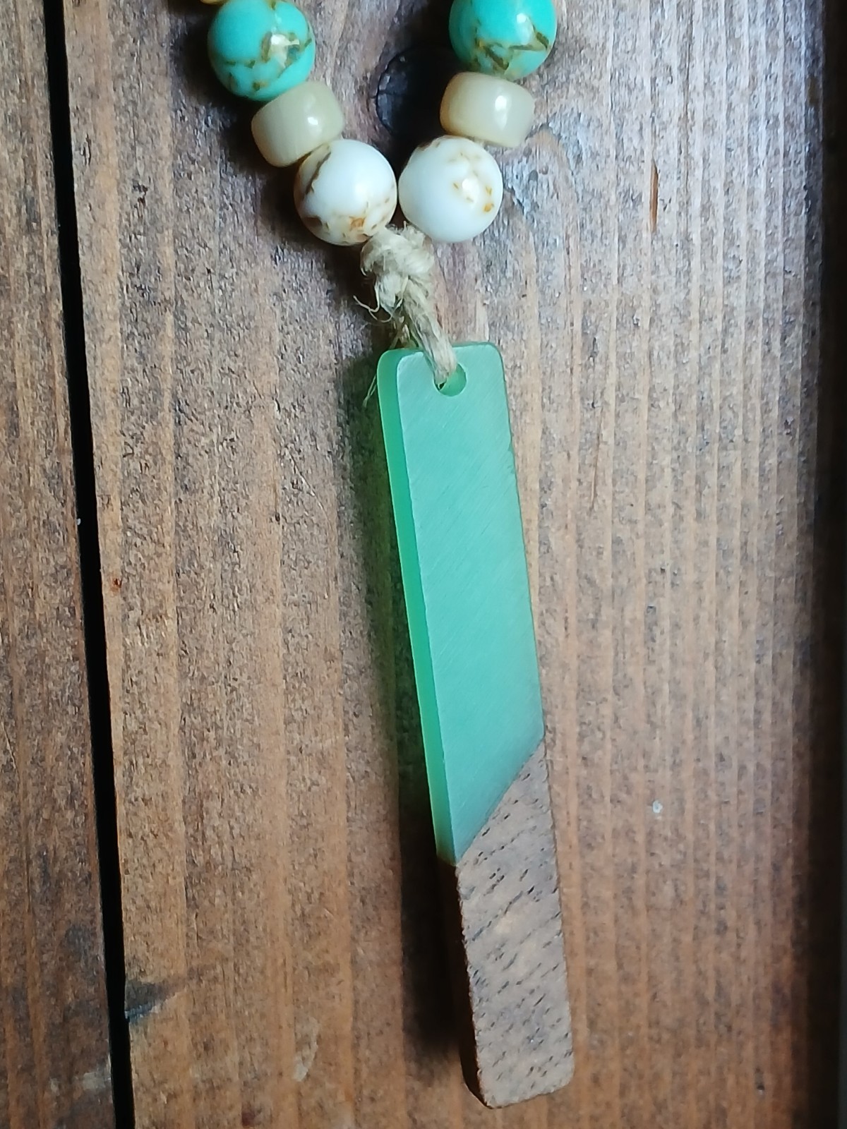 Sea Shell, Resin And Wood Necklace Hemp Cord Hippie Boho Travel Beach Wear