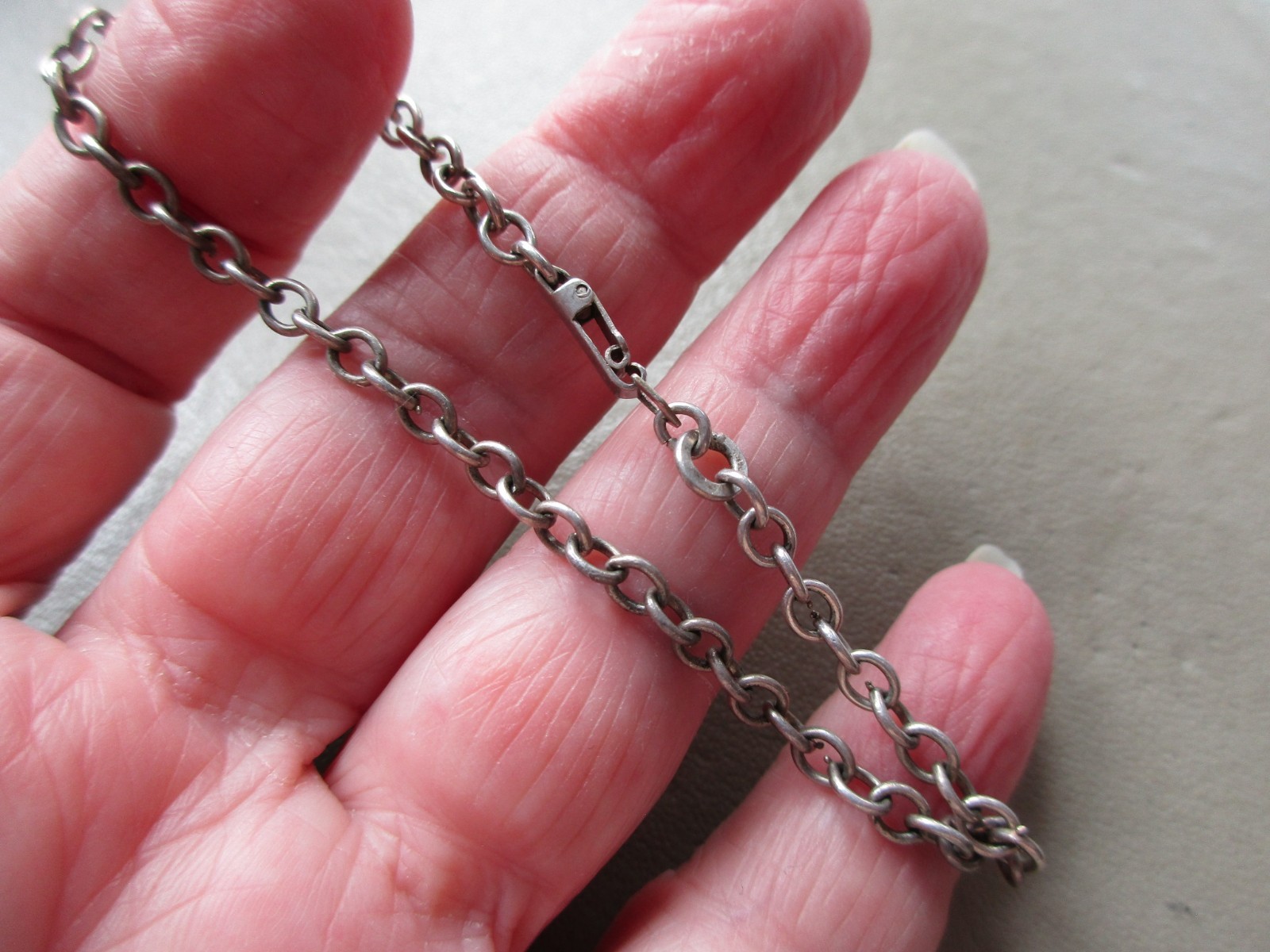 ANTIQUE OLD GERMAN STERLING SILVER RARE BOX CLASP CHARM BRACELET BELCHER CHAIN