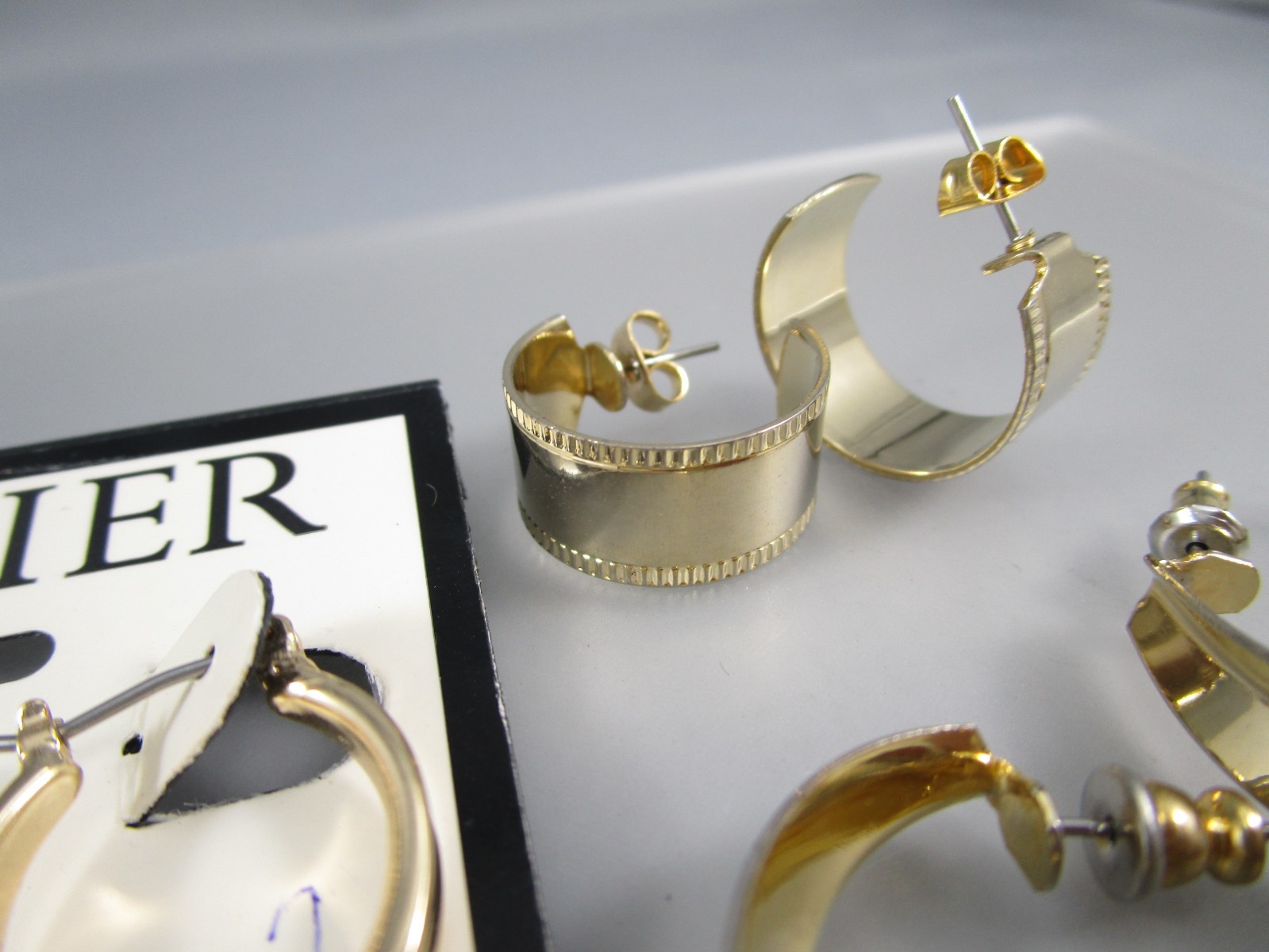 Vtg Mod Retro Gold Tone Multi Hoop Styles LOT 9 Post Pierced Earrings 175P