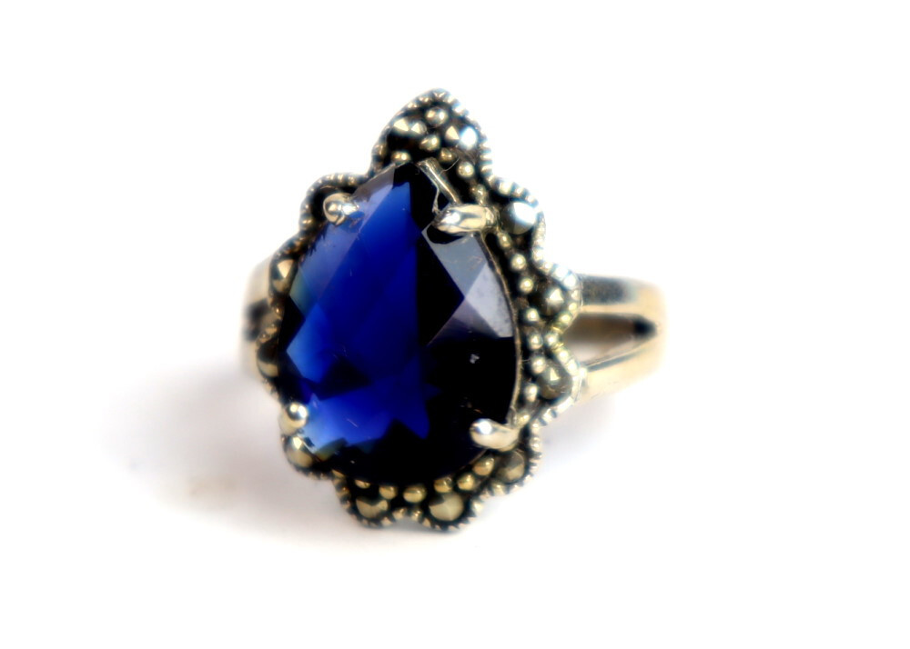 Finest Clear Deep Blue Topaz .925 Sterling Silver Ring #9.5