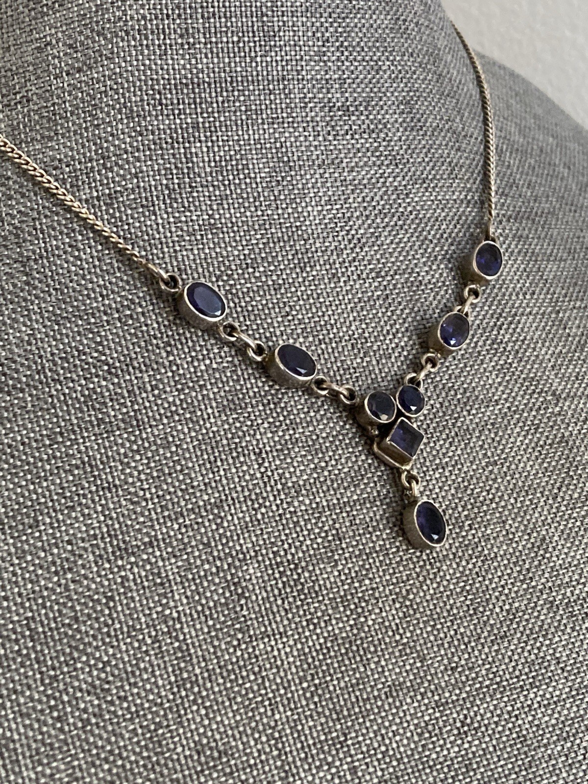 Vintage sterling silver amethyst Y necklace