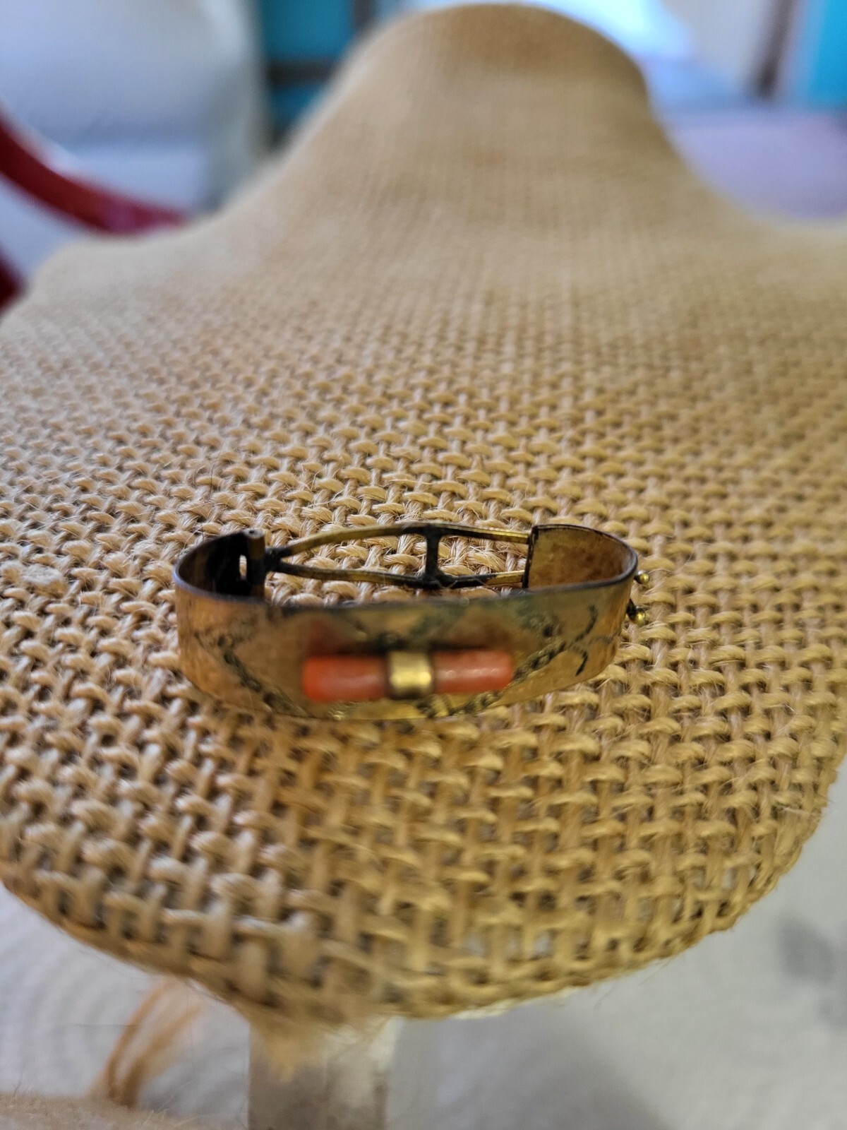 victorian antique gold coral hair clasp estate