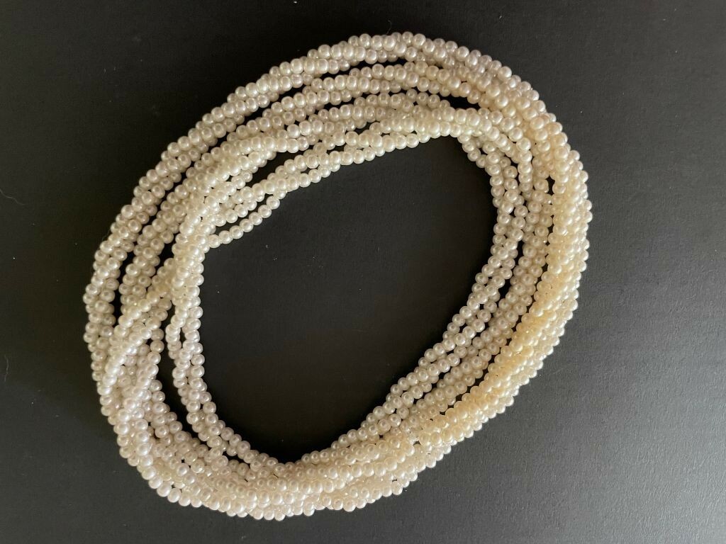 Vintage Extra Long Faux Seed Pearl Rope Multi-Strand Twist Necklace 22.5 in 