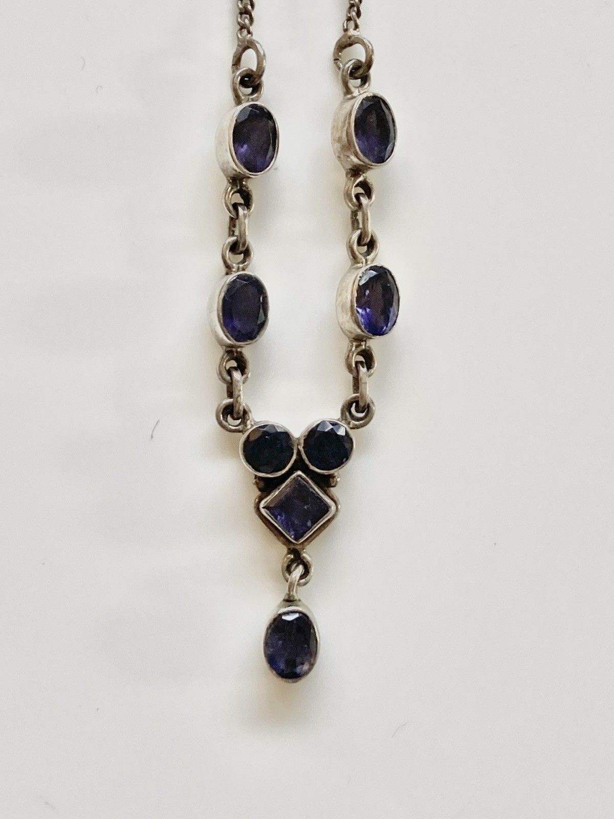 Vintage sterling silver amethyst Y necklace