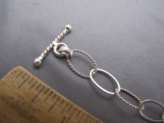Fine Light OVAL LINK STERLING BRACELET-7 7/8 Inch-Toggle Closure-Marked SU-NR